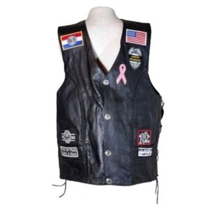 IOK Genuine Leather Vintage Motorcycle Vest Black Size 50